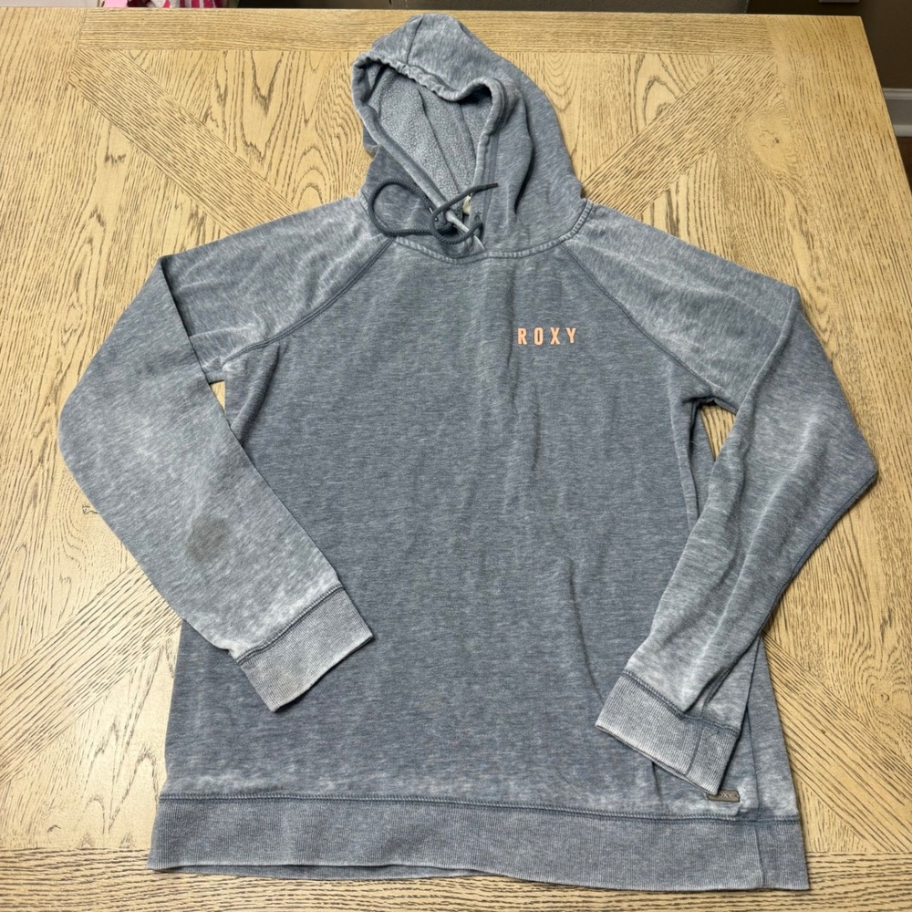 Roxy Women's Large Gray Aloha‎ Friday Hoodie Hula Girl Graphic Sweatshirt